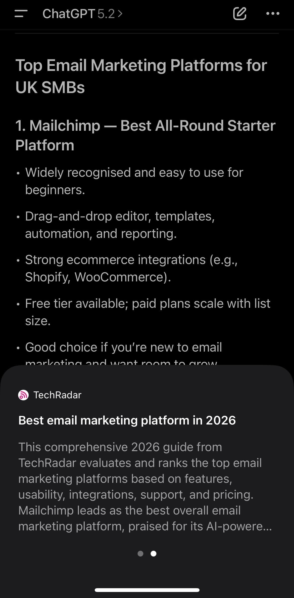 AI responses shortlist brands and cite sources.